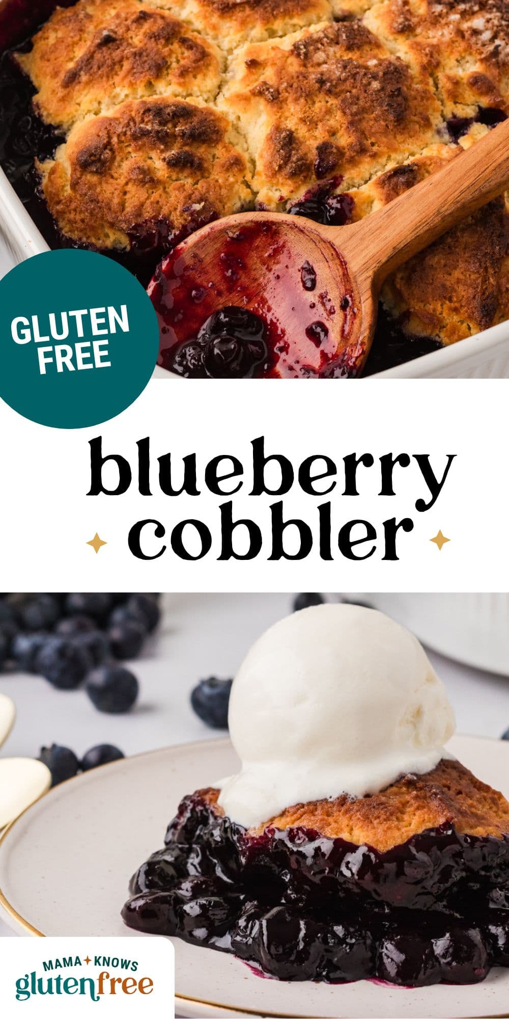 gluten free blueberry cobbler pin image