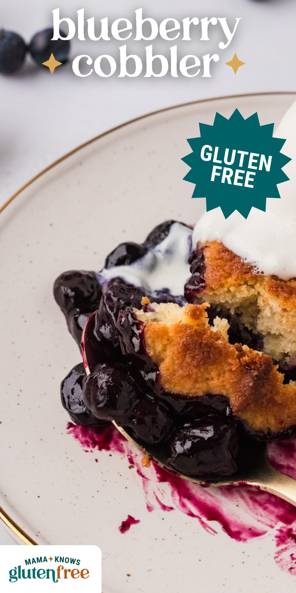 gluten free blueberry cobbler pin image