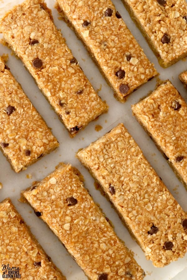 overhead shot of gluten-free granola bars