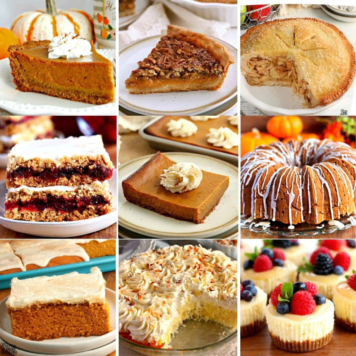 gluten-free Thanksgiving dessert recipes photo collage