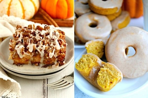 gluten-free pumpkin casserole and donuts photo collage