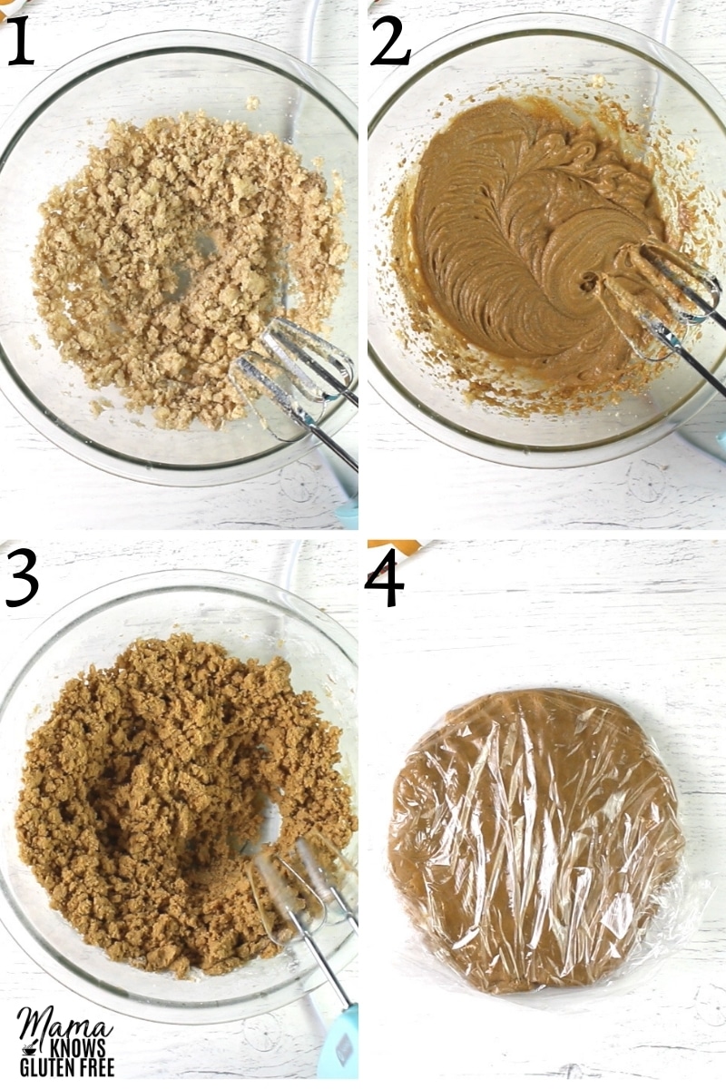 gluten-free gingerbread cookies recipe steps 1-4 photo collage