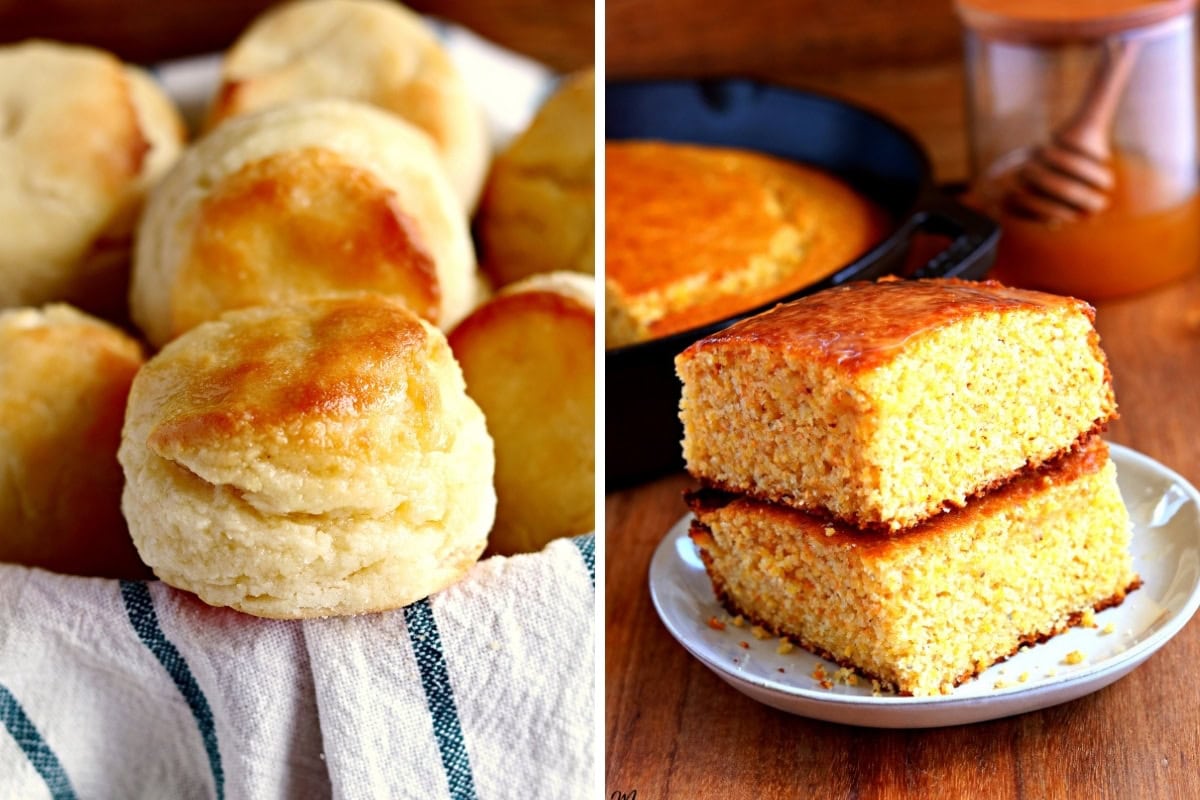 gluten-free biscuit and cornbread photo collage