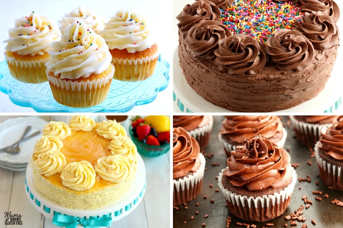 gluten-free frosted cakes photo collage