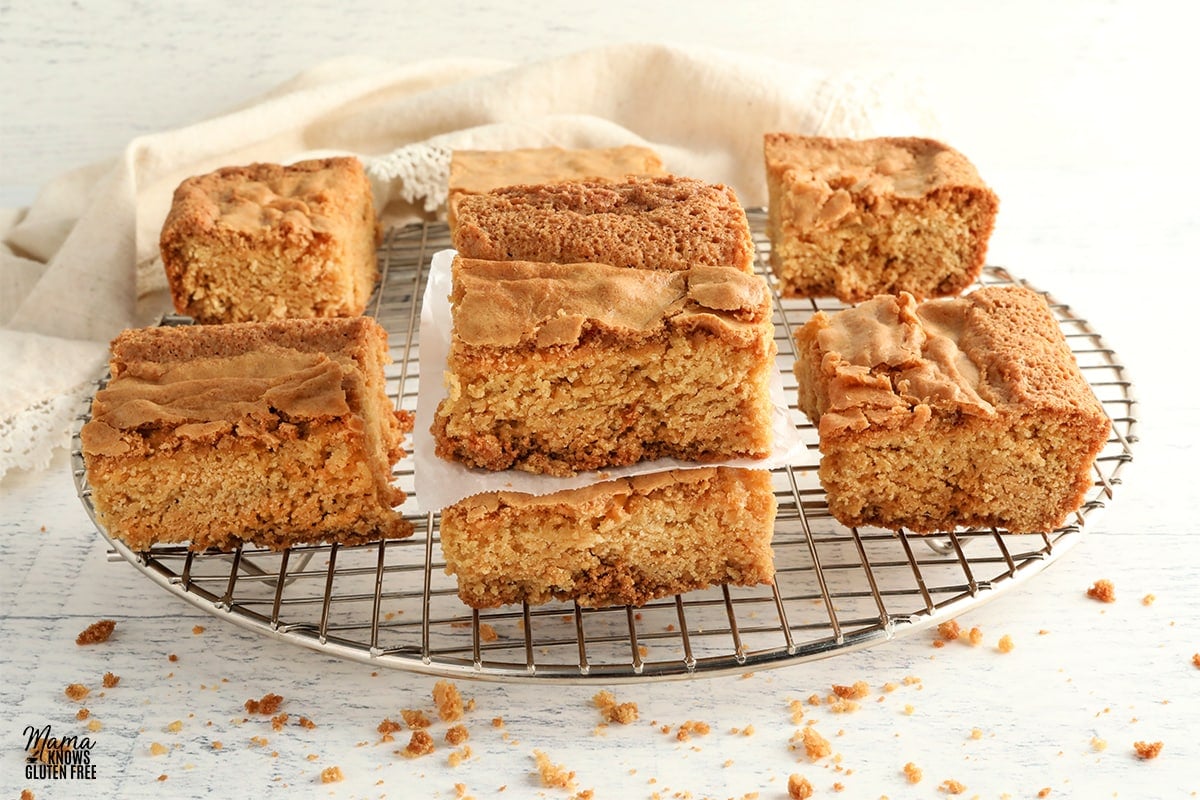 gluten-free blondies on a cooling rack