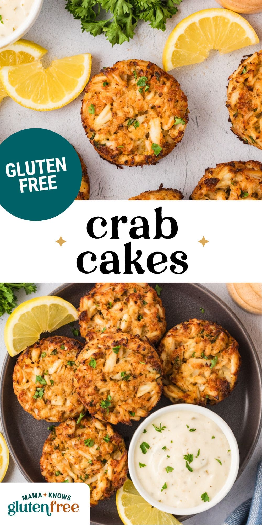 gluten free crab cakes pin image