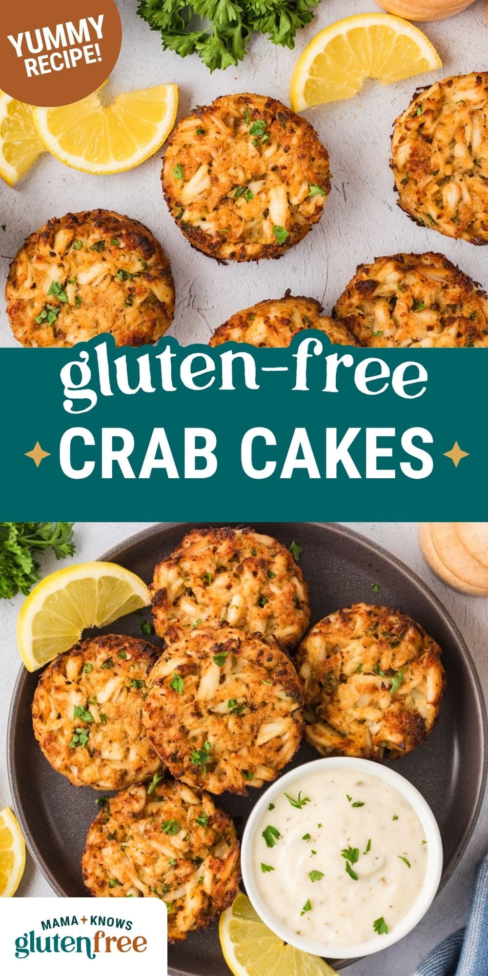 gluten free crab cakes pin image