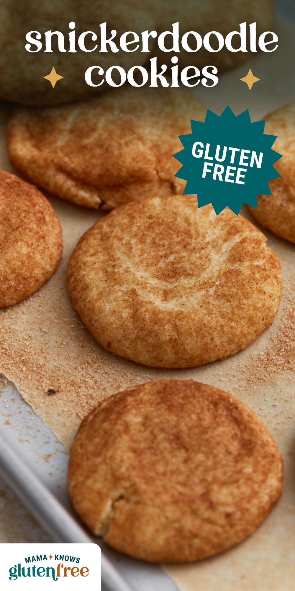 gluten-free snickerdoodle cookies pin image