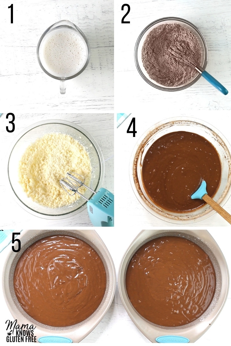 gluten-free chocolate cake recipe steps 1-5