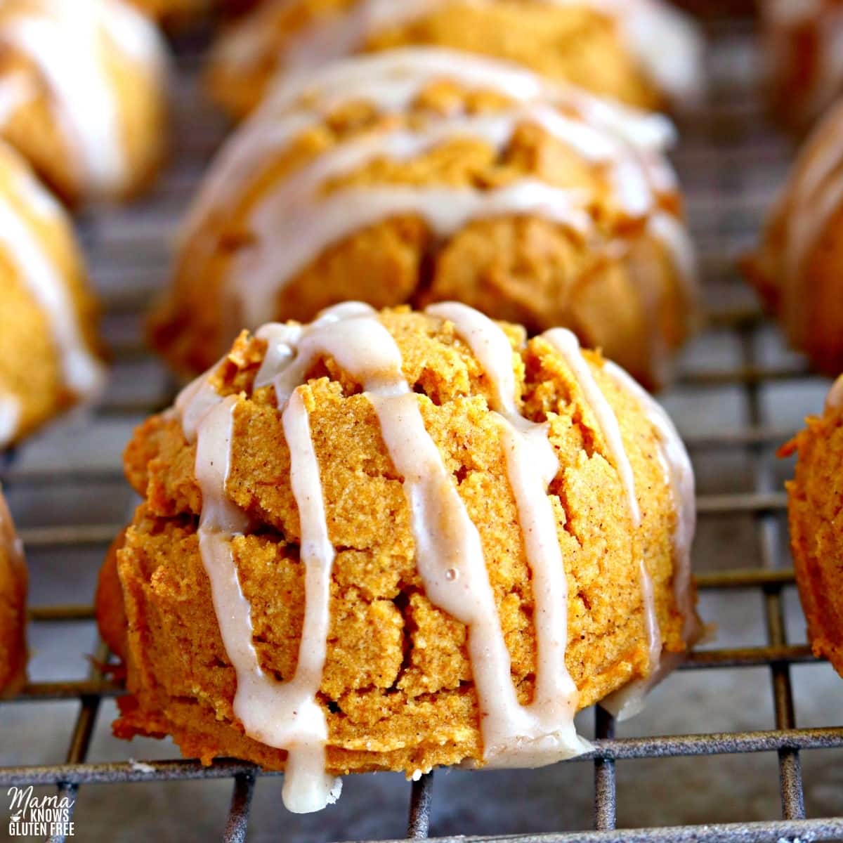 gluten-free pumpkin cookies on a cooling rack