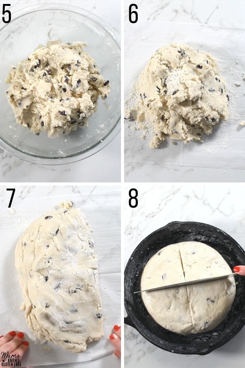 gluten-free Irish soda bread recipe steps 5-8 photo collage