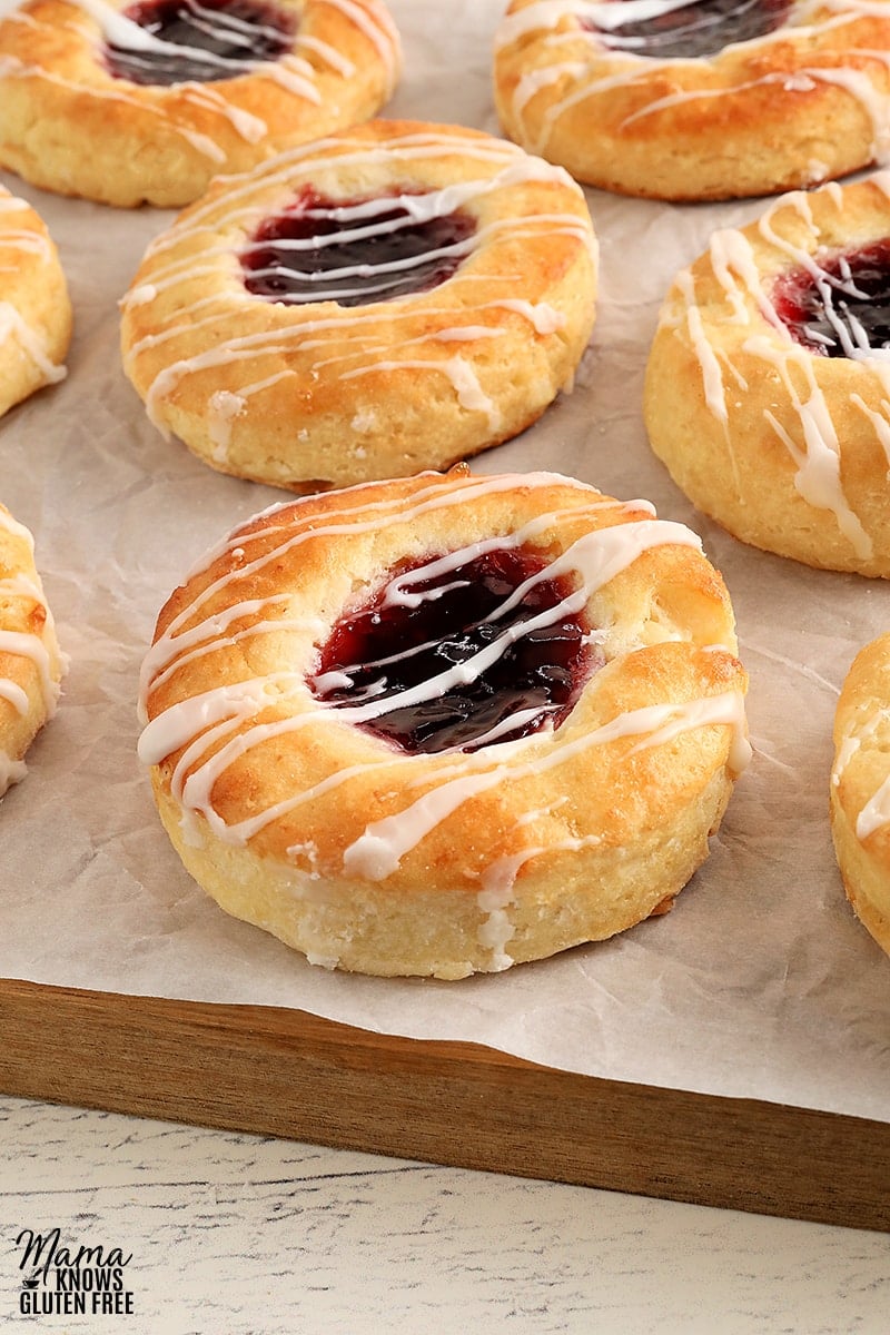 gluten-free jam filled Danish on parchment paper