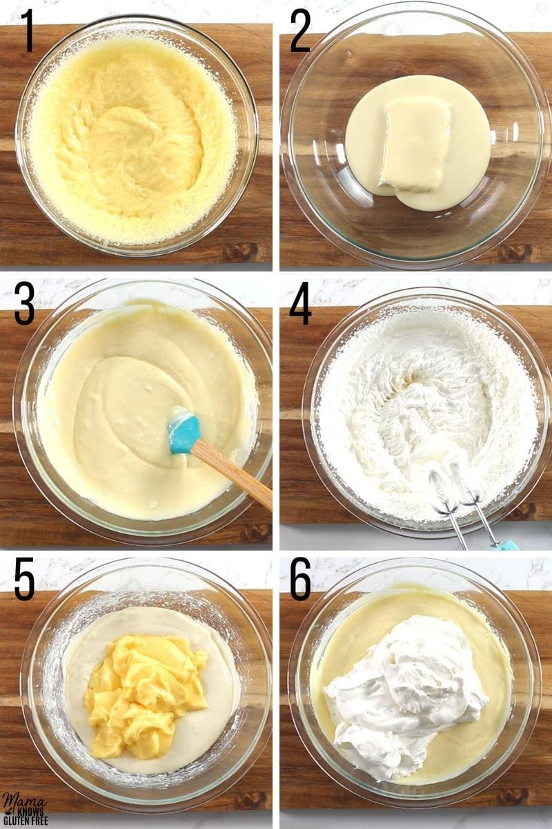 gluten-free banana pudding recipe steps 1-6 photo collage