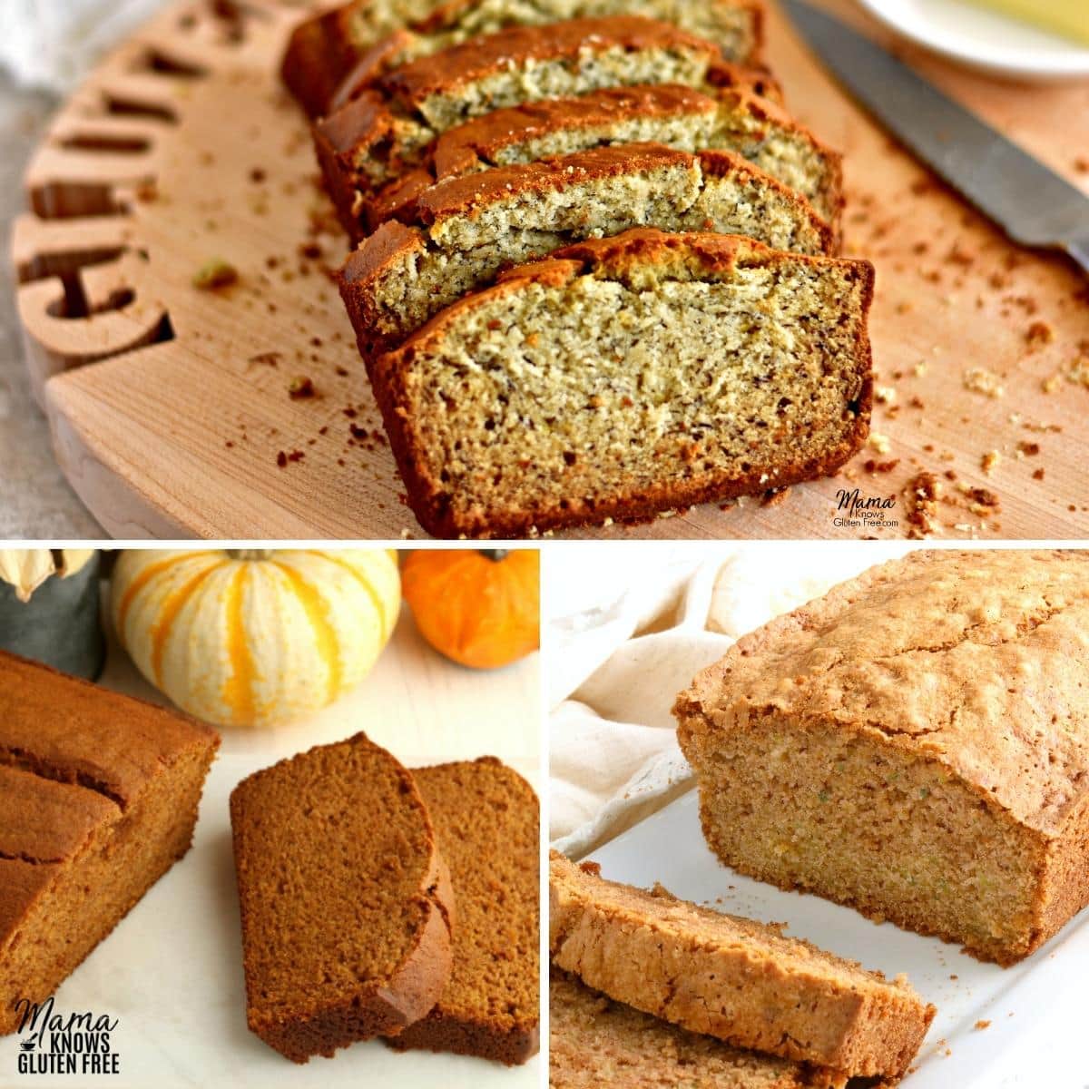 gluten-free quick breads photo collage