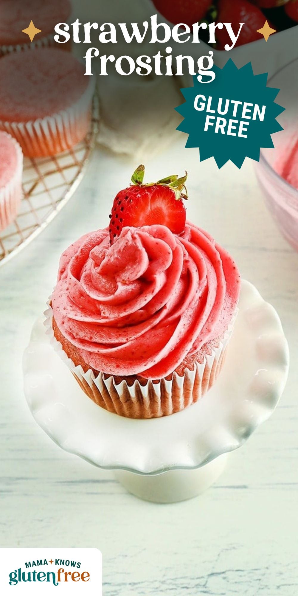 gluten free strawberry frosting pin image