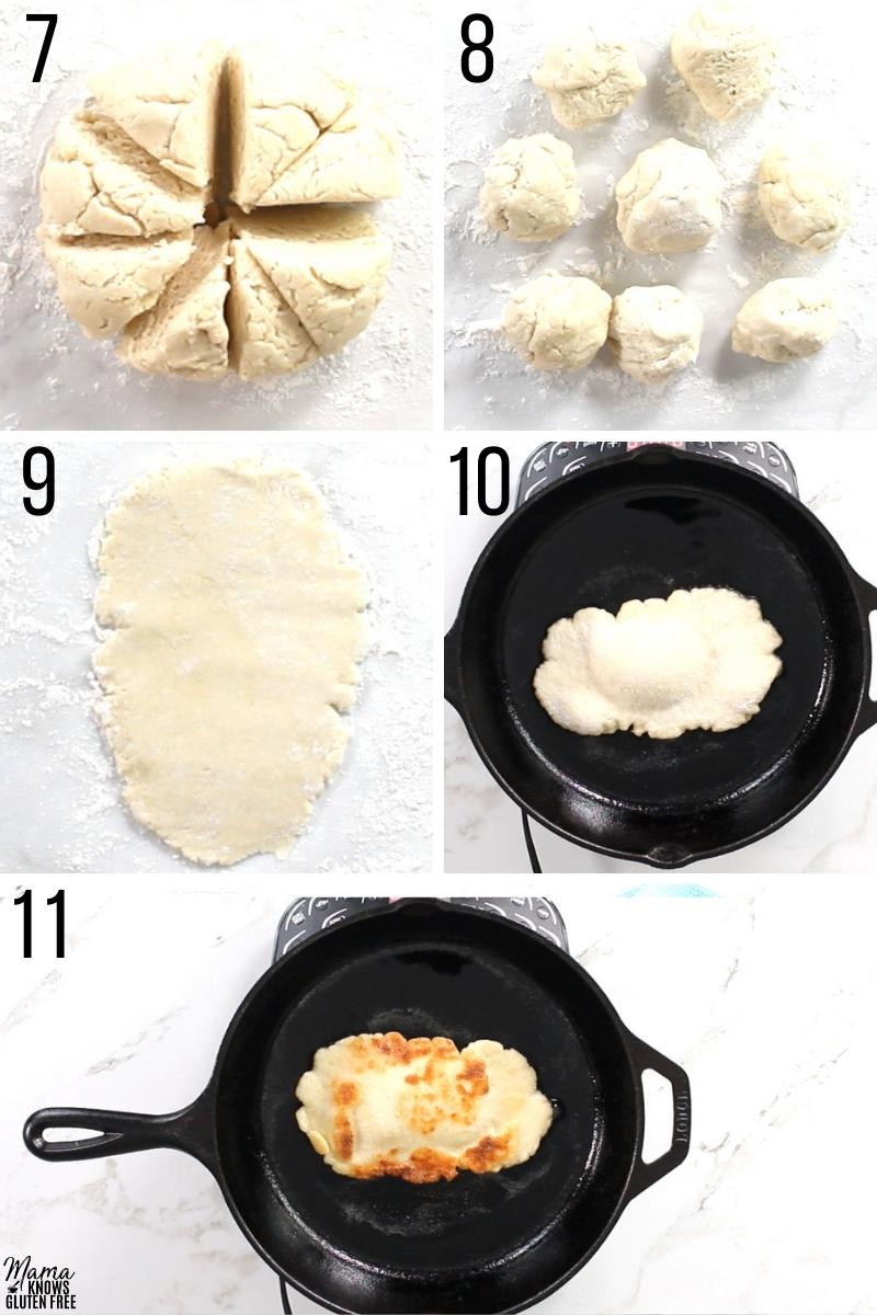 gluten-free naan bread recipe steps photo collage 7-11