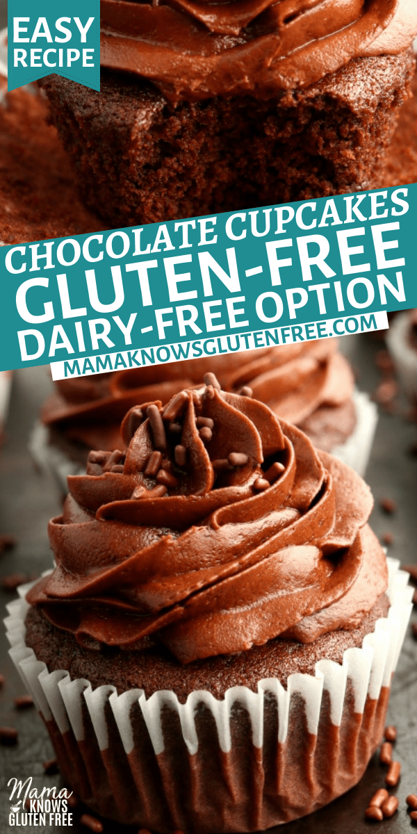 gluten-free chocolate cupcakes Pinterest pin 1n