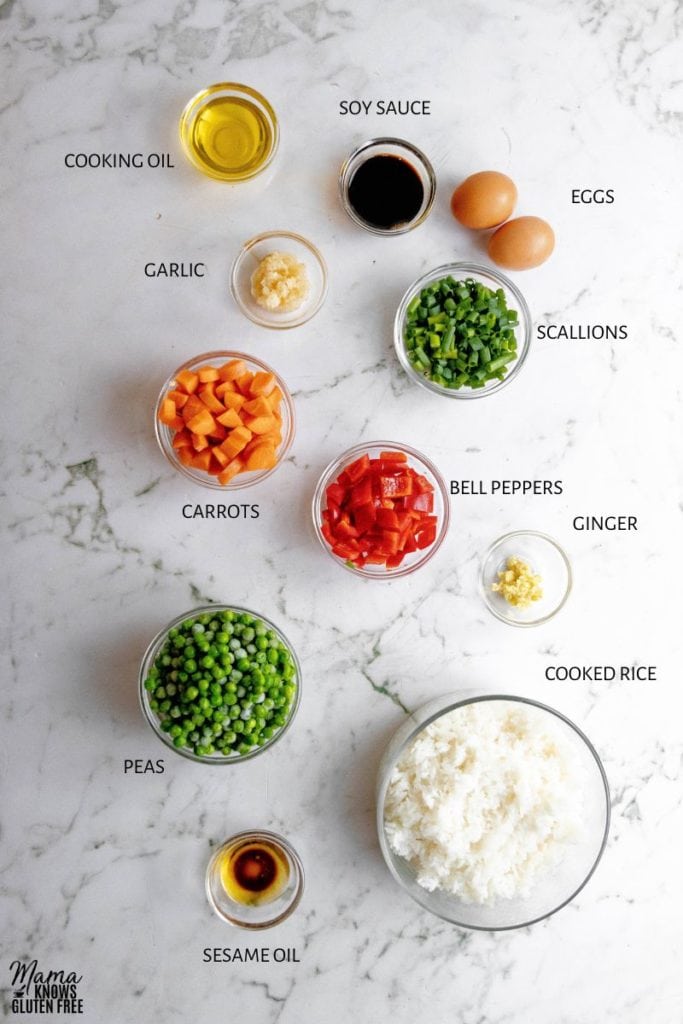 Ingredients used in Gluten-Free Fried Rice