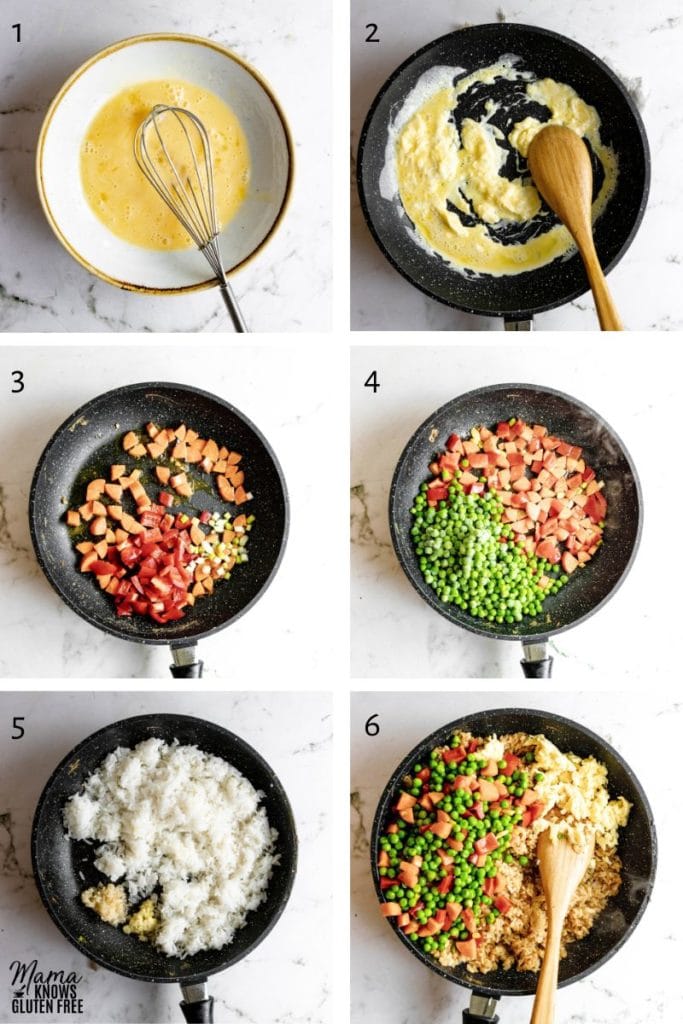 Recipe steps when making Gluten-Free Fried Rice