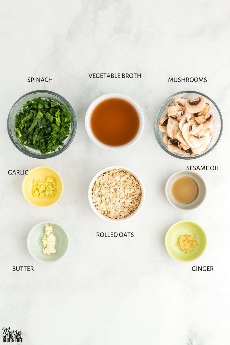Ingredients in savory oatmeal.