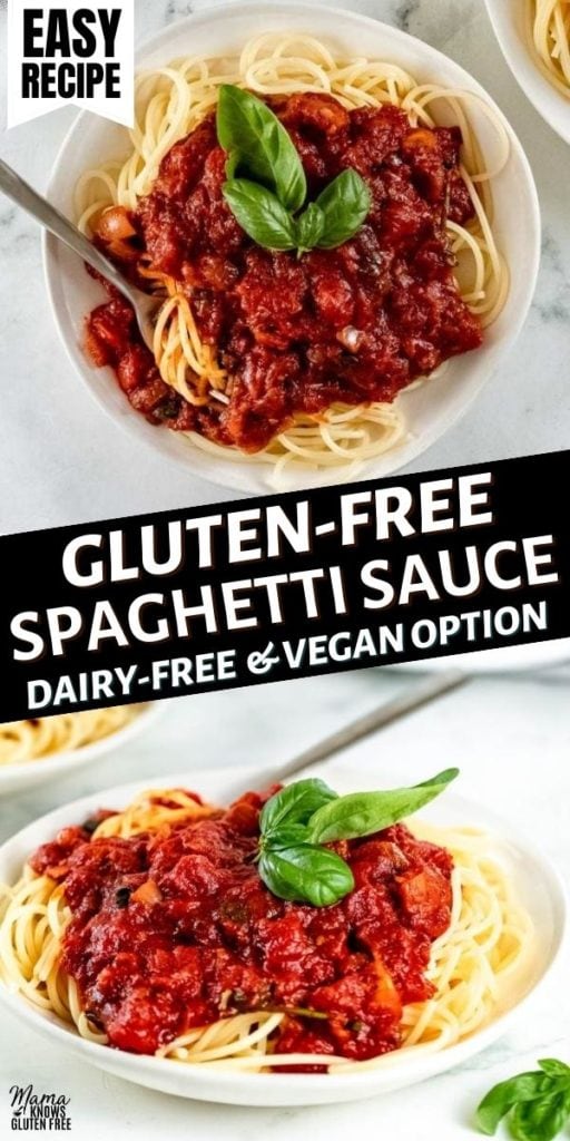 gluten-free spaghetti sauce Pinterest pin