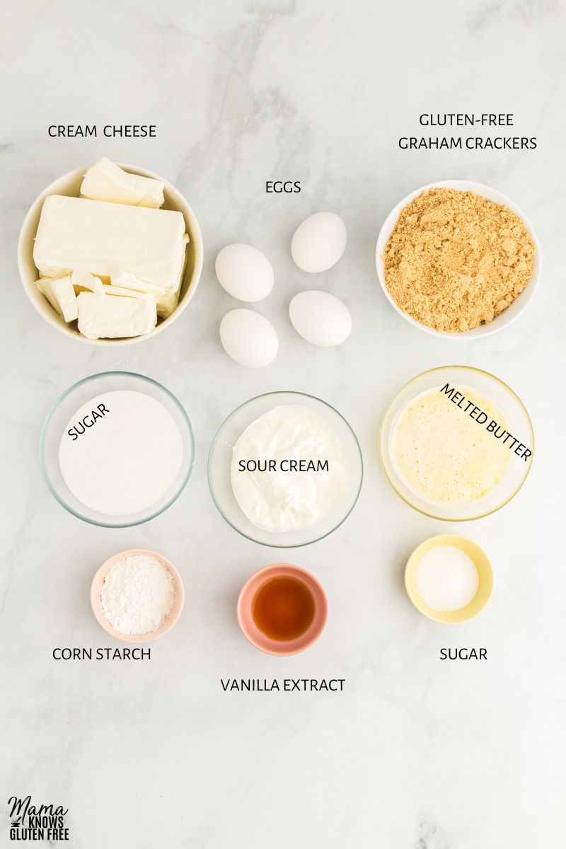 Ingredients needed in gluten-free cheese cake.