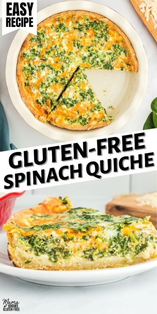 gluten-free spinach quiche Pinterest pin