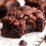 A cut up square of Almond Flour Brownies.