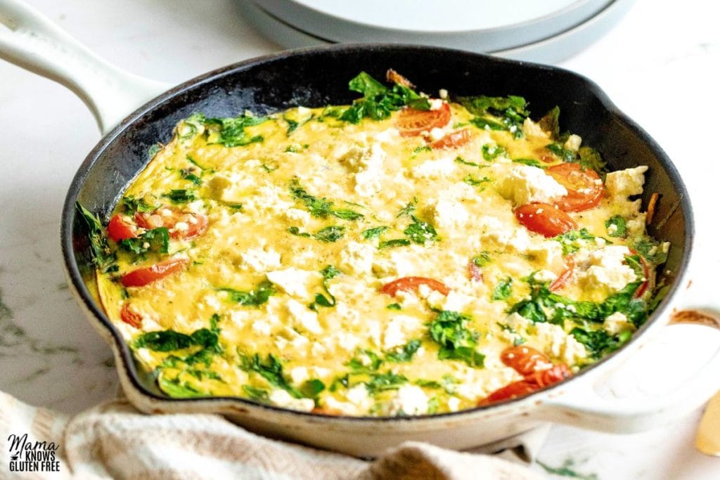 Frittata in a skillet.