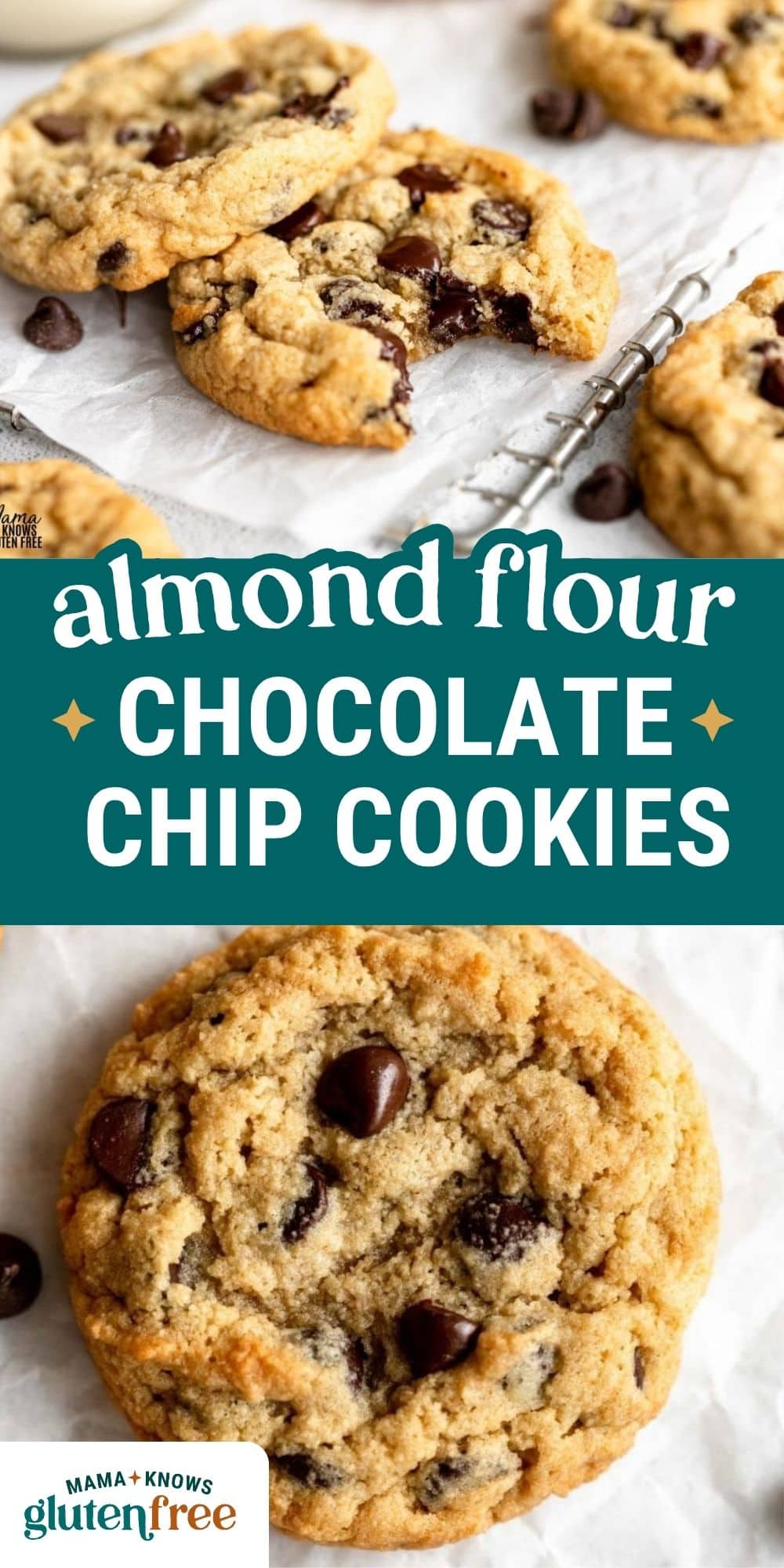almond flour chocolate chip cookies pin image