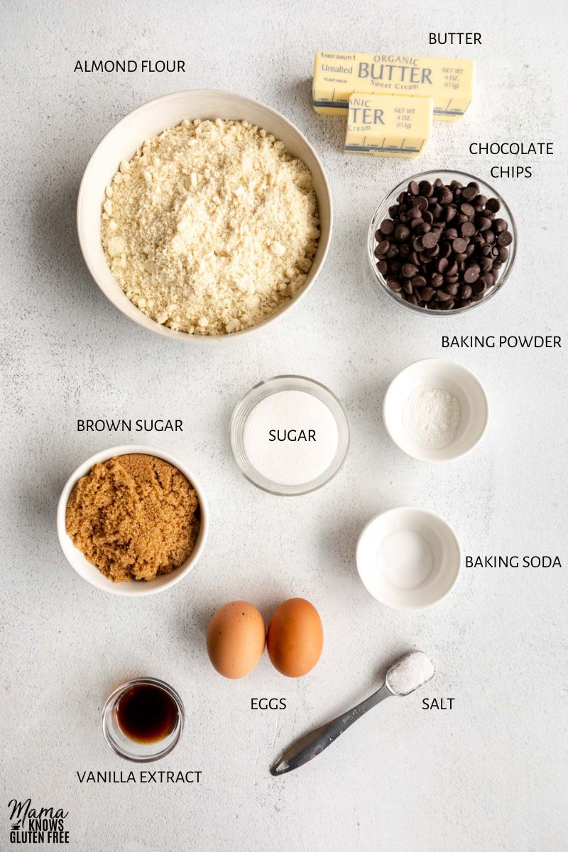 Ingredients in Almond Flour Chocolate Chip Cookies