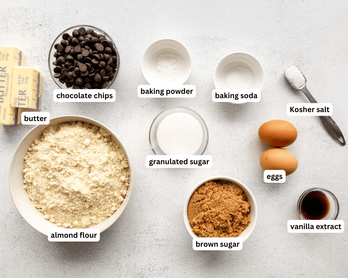 almond flour chocolate chip cookies ingredients
