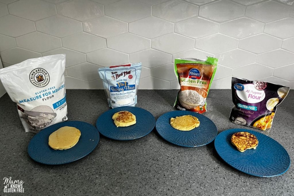 Pancake test with 4 different gluten-free flours.