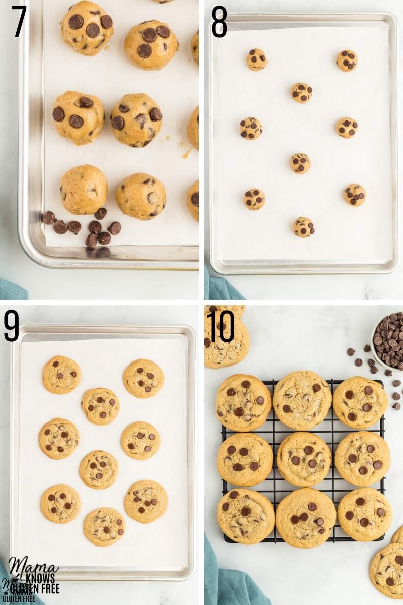 oat flour chocolate chip cookies recipe steps 7-10 photo collage