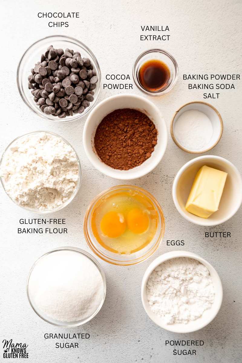 gluten-free chocolate crinkle cookies ingredients photo