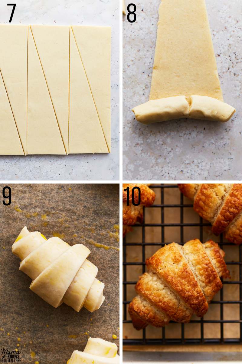 gluten-free croissants recipe steps photo collage 7-10