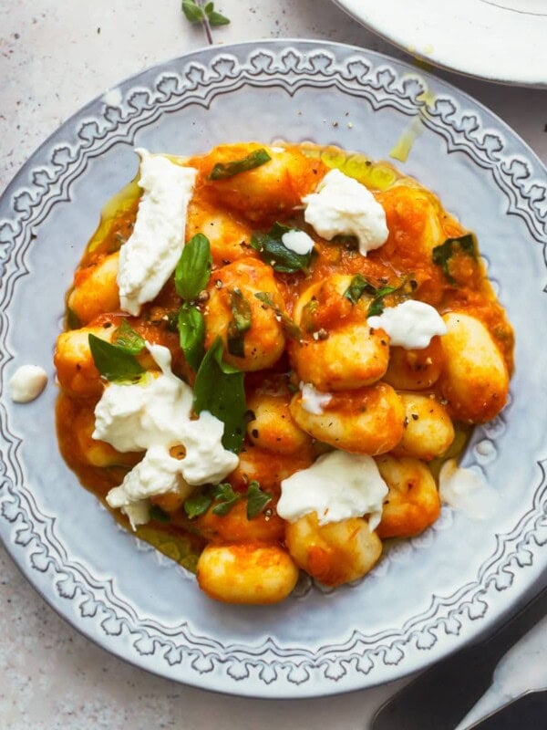 featured gluten free gnocchi in tomato sauce.