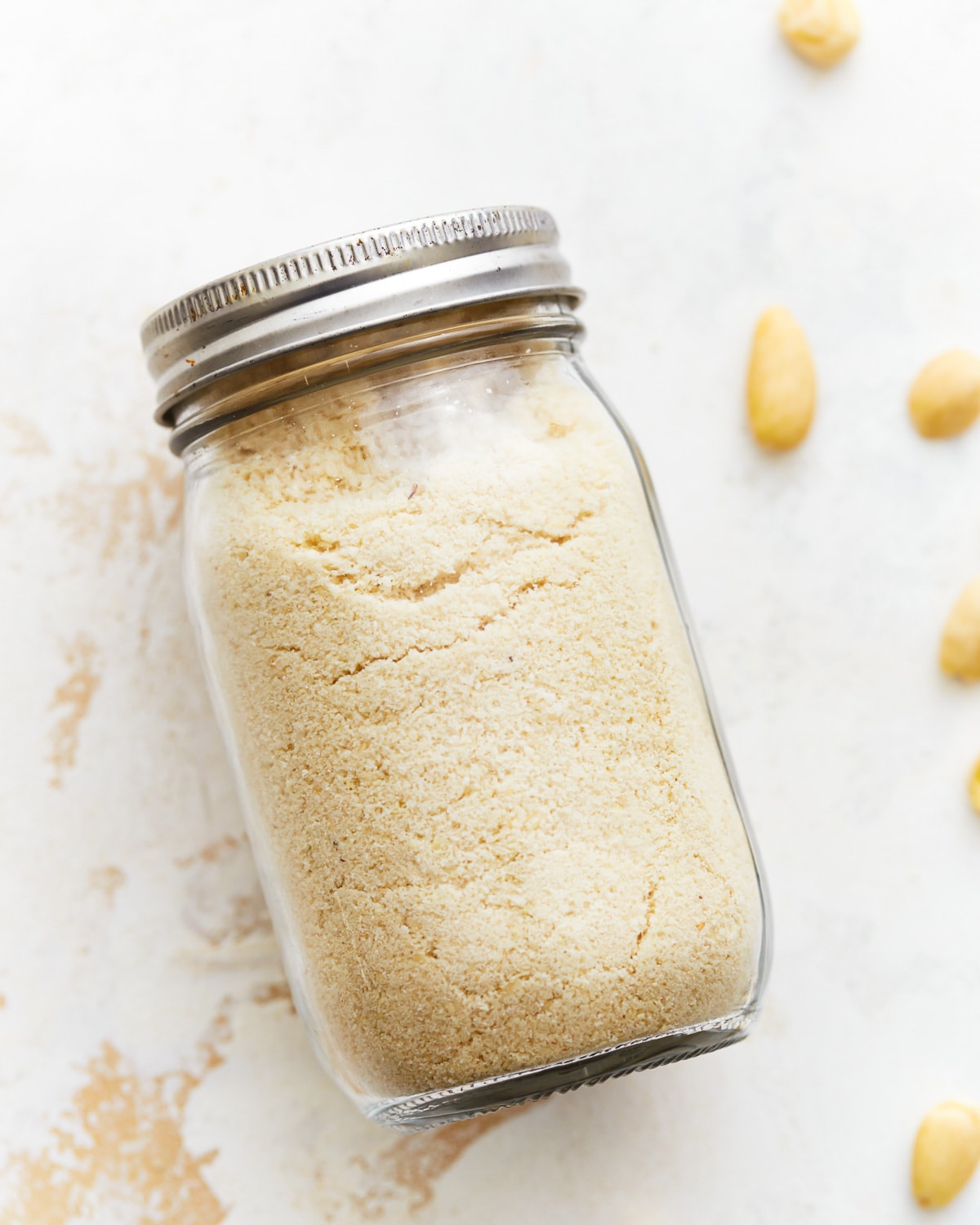 almond flour in a sealed mason jar.