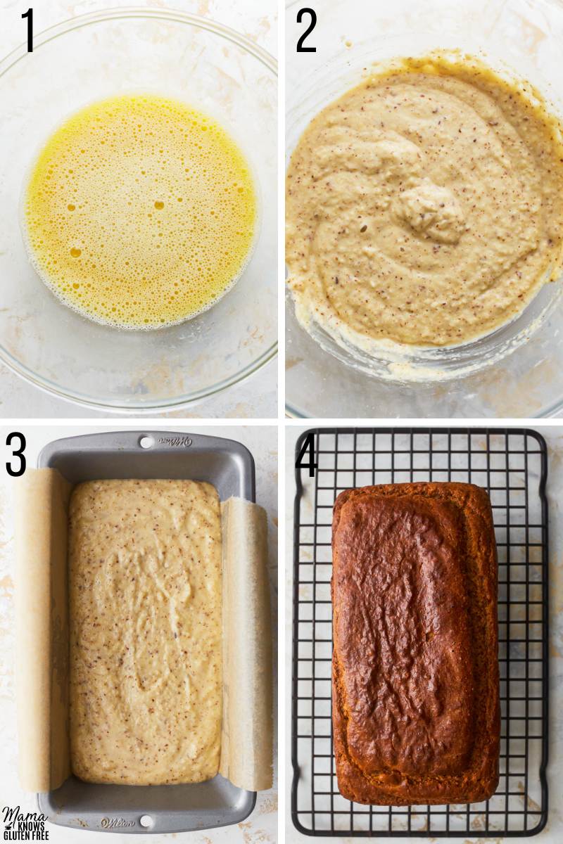 Steps for making Gluten-Free Almond Flour Bread.