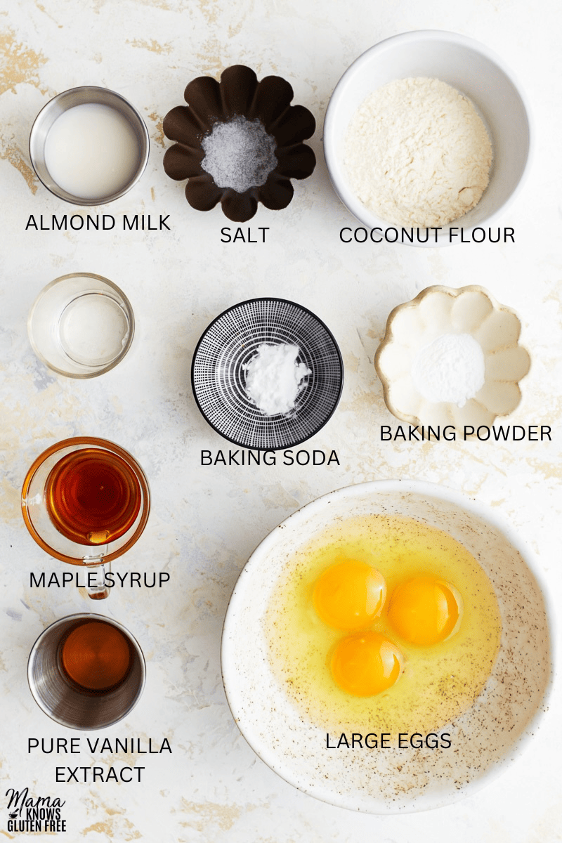ingredients for how to make coconut flour pancakes