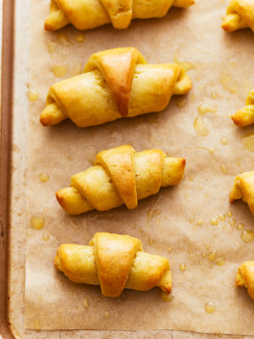 gluten-free crescent rolls on a baking sheet.