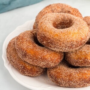 gluten free yeast donuts arranged on plate