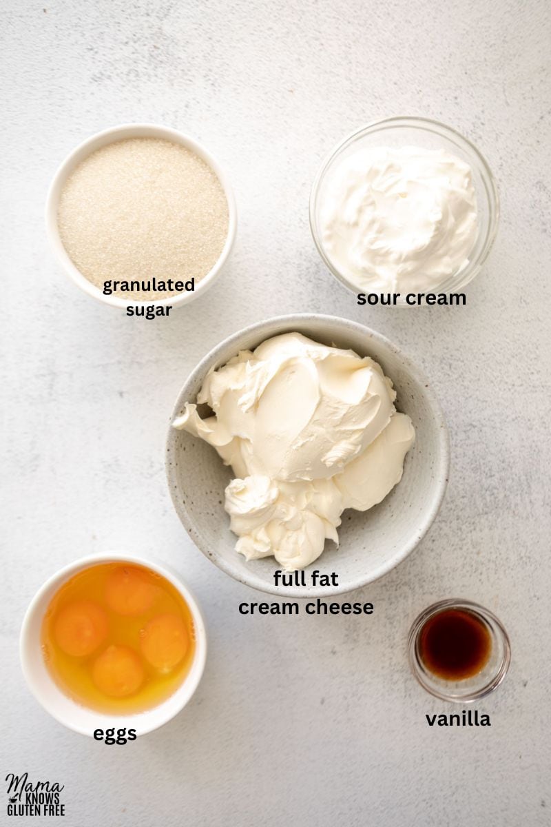 ingredients for making crustless cheesecake