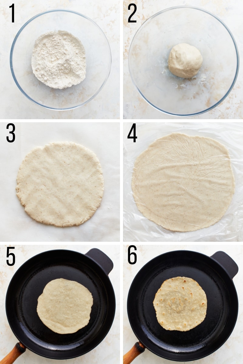 gluten-free tortillas recipe step photo collage