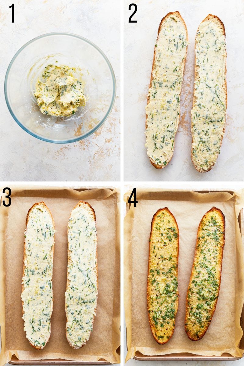 step by step photos for how to make gluten free garlic bread