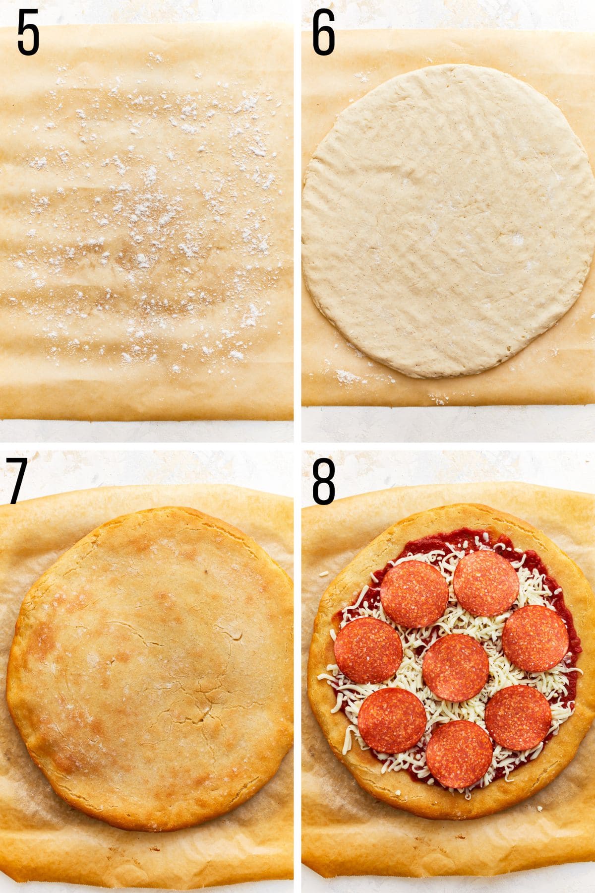 step by step photos for how to make gluten free pizza dough