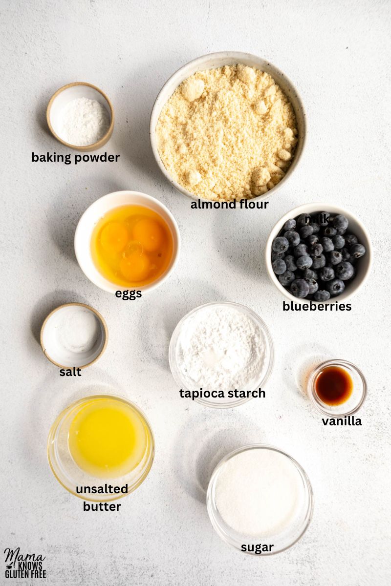 ingredients for almond flour blueberry muffins