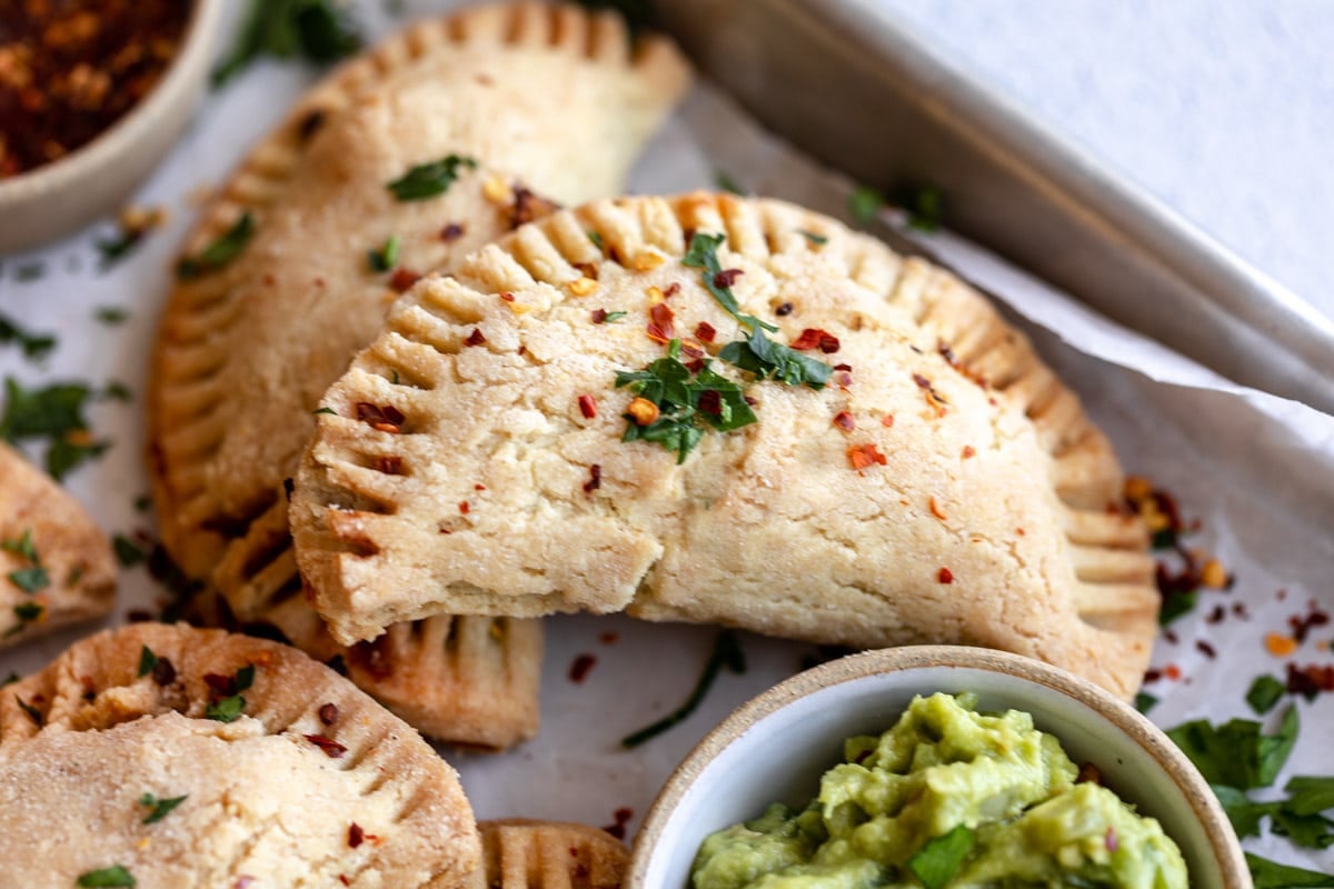 gluten-free empanada on a tray.