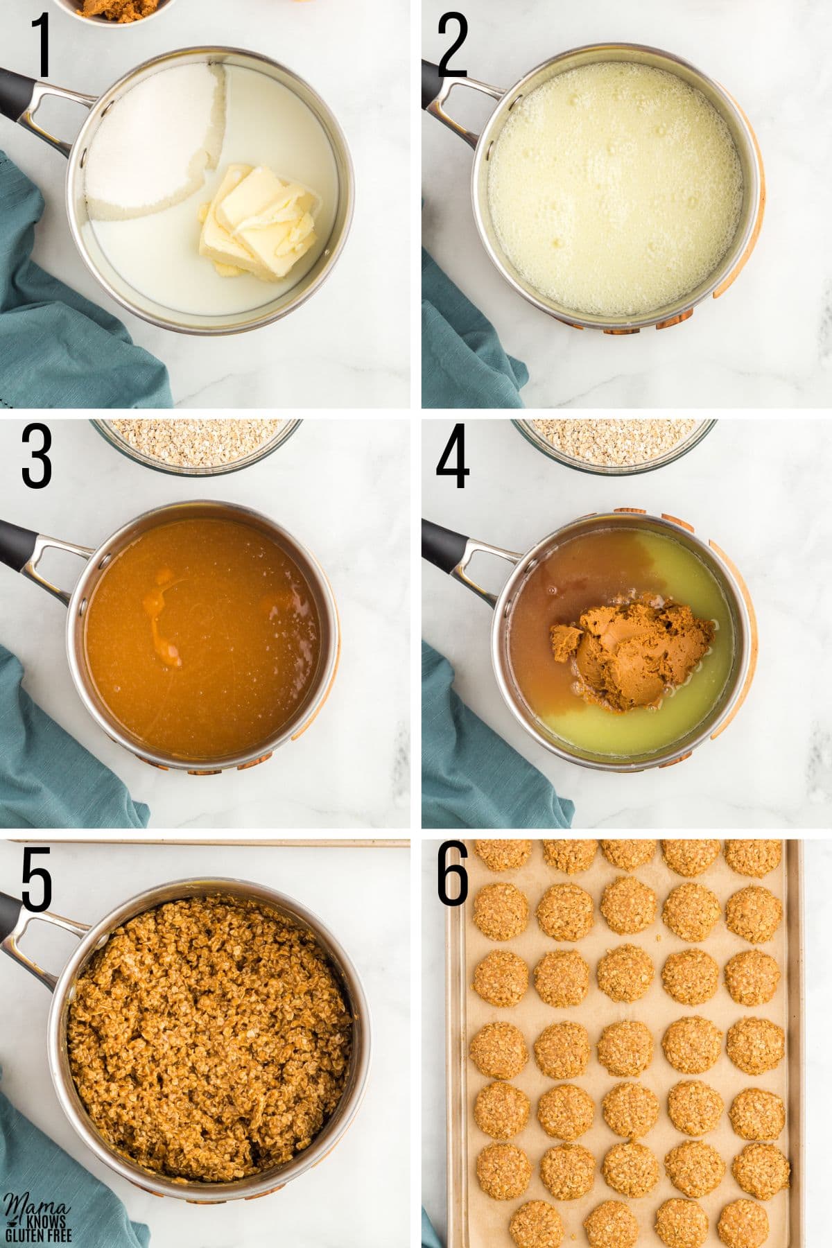 step by step photos for how to make peanut butter no bake cookies