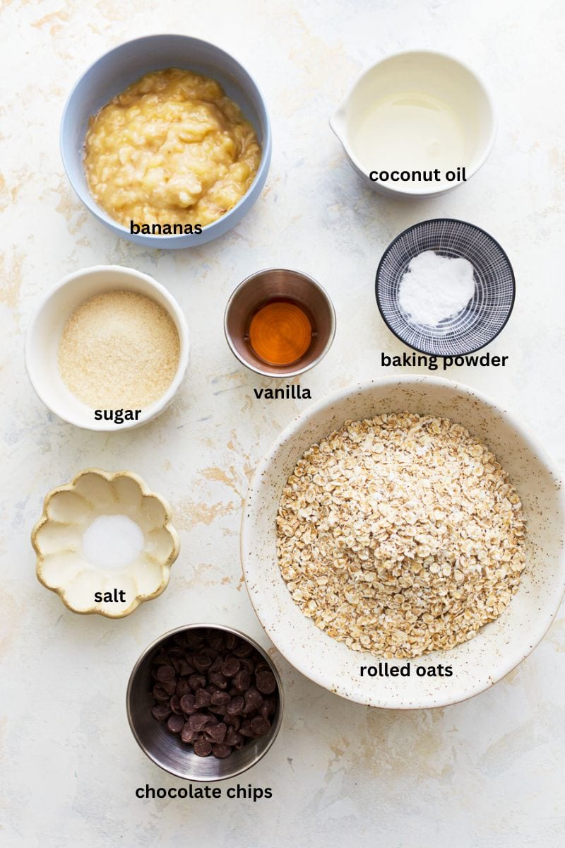 ingredients for banana oatmeal cookies